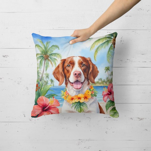 Brittany Spaniel Luau Throw Pillow Discount - Image 2