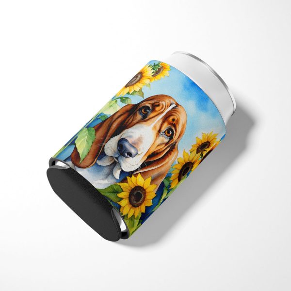 Basset Hound in Sunflowers Can or Bottle Hugger Discount - Image 3