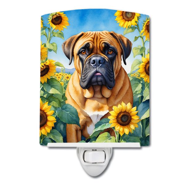 Bullmastiff in Sunflowers Ceramic Night Light Online Sale