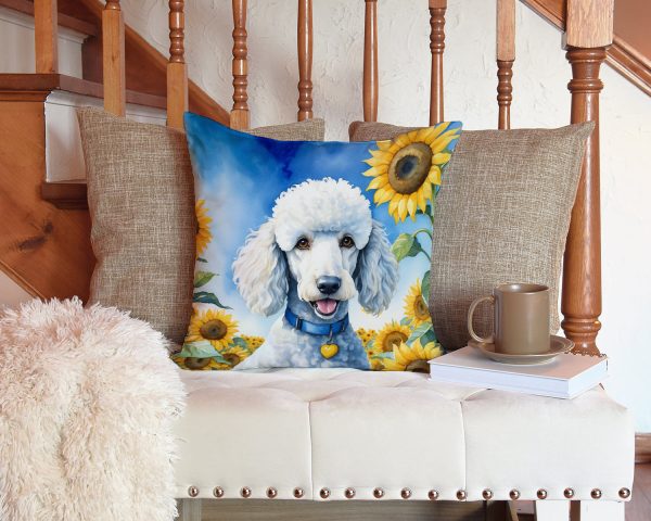 White Poodle in Sunflowers Throw Pillow Online Hot Sale - Image 3