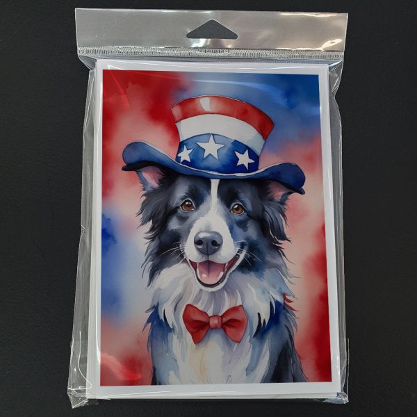 Border Collie Patriotic American Greeting Cards Pack of 8 Fashion - Image 3
