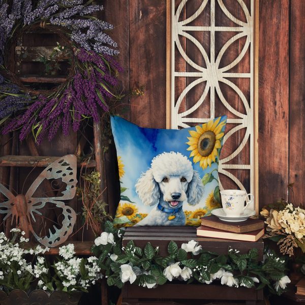 White Poodle in Sunflowers Throw Pillow Online Hot Sale - Image 5