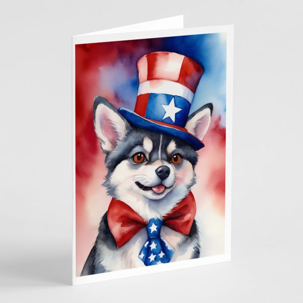 Alaskan Klee Kai Patriotic American Greeting Cards Pack of 8 Cheap