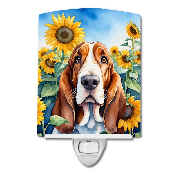 Basset Hound in Sunflowers Ceramic Night Light Supply