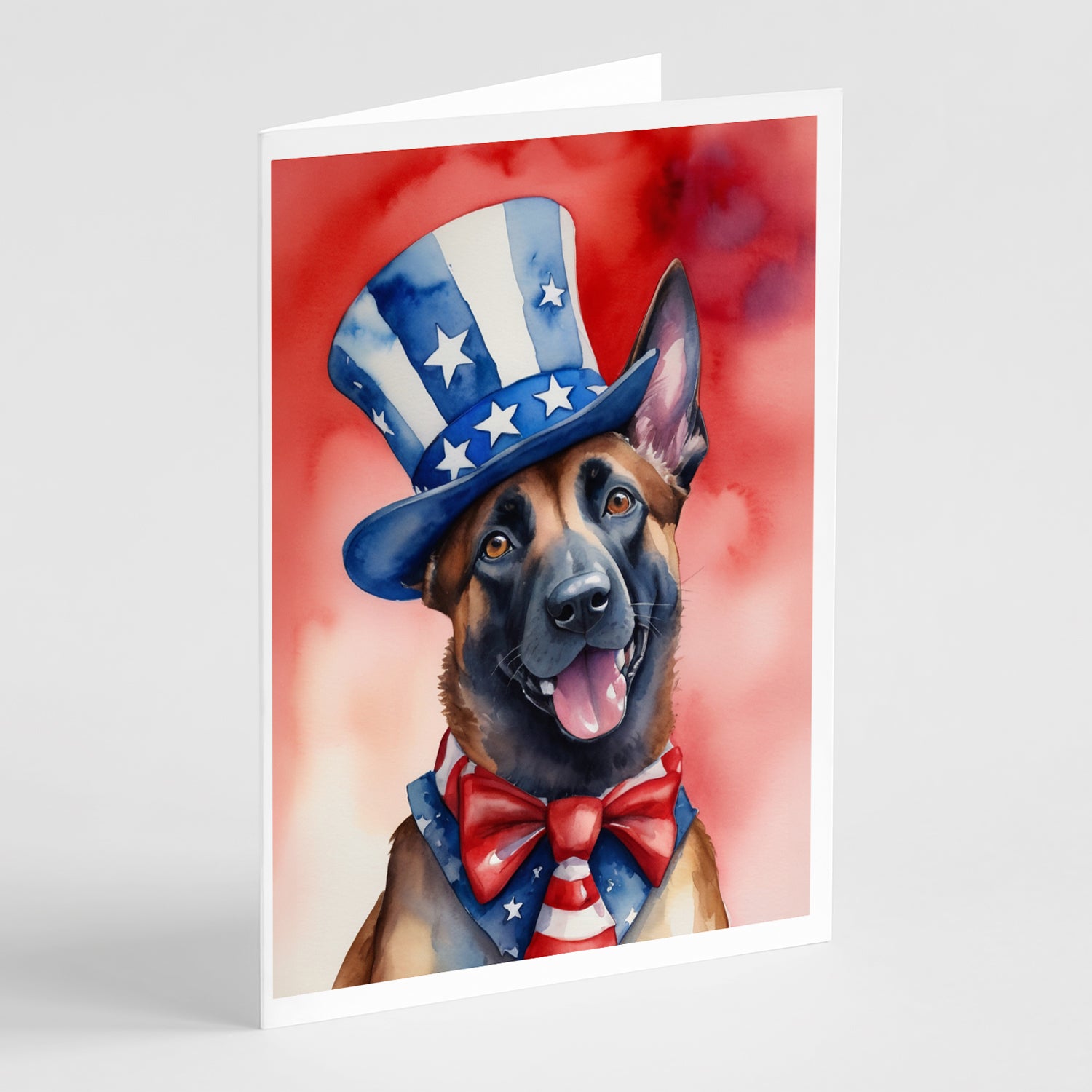 Belgian Malinois Patriotic American Greeting Cards Pack of 8 Fashion