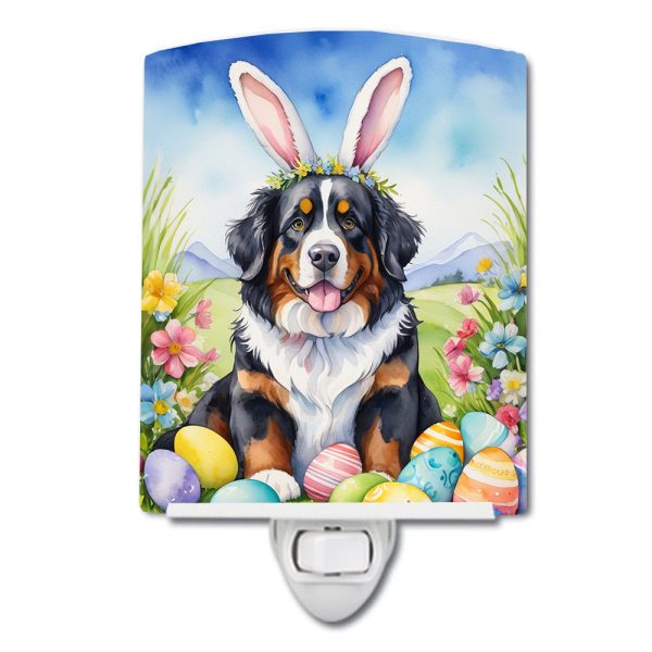 Bernese Mountain Dog Easter Egg Hunt Ceramic Night Light For Sale