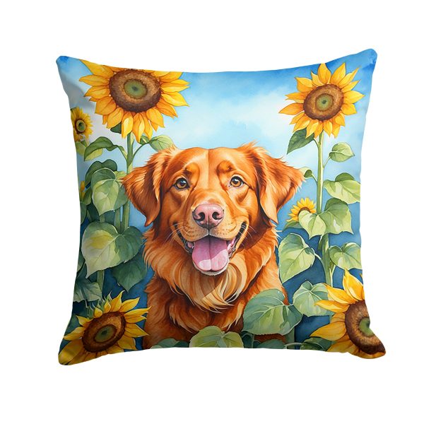 Nova Scotia Duck Toller in Sunflowers Throw Pillow on Sale