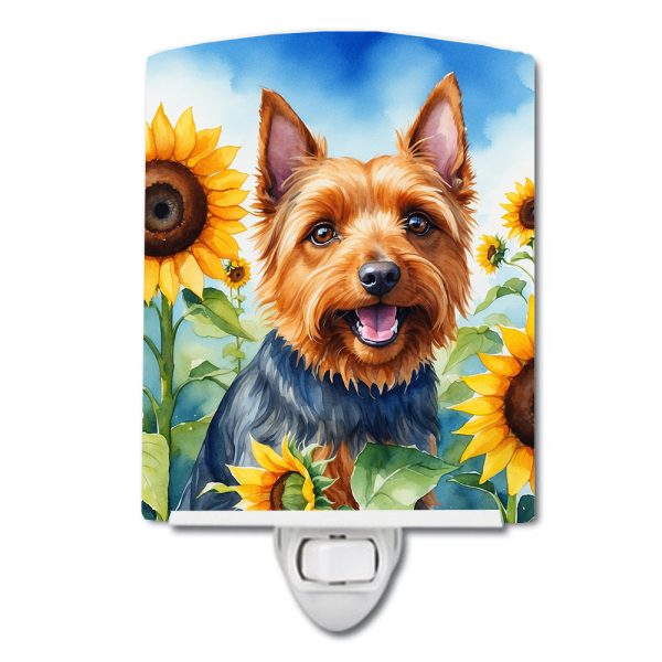 Australian Terrier in Sunflowers Ceramic Night Light Online