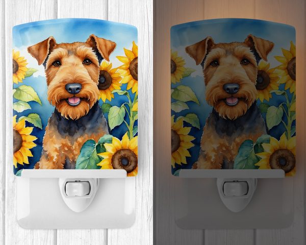 Airedale Terrier in Sunflowers Ceramic Night Light For Discount - Image 2