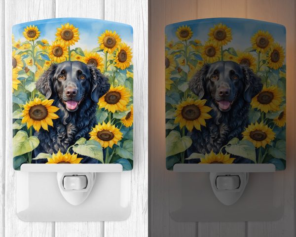 Curly-Coated Retriever in Sunflowers Ceramic Night Light Online Sale - Image 2
