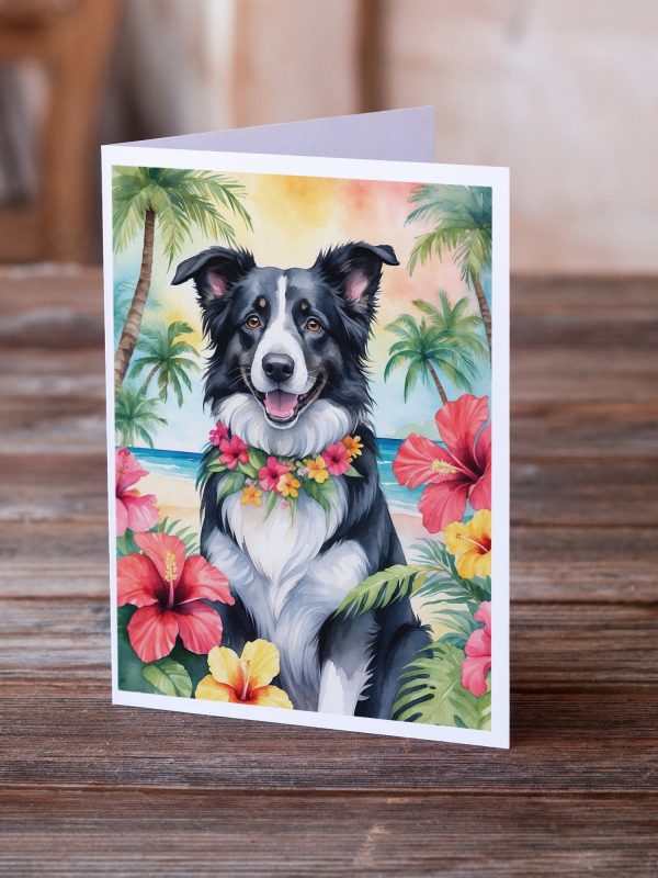 Border Collie Luau Greeting Cards Pack of 8 Online Hot Sale - Image 3