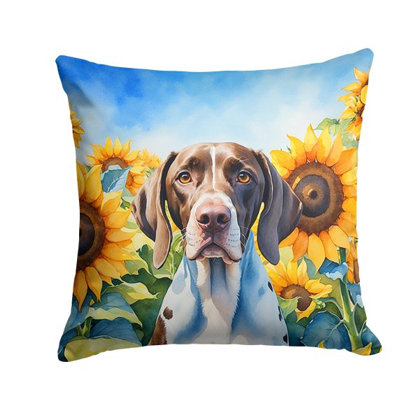Pointer in Sunflowers Throw Pillow Fashion