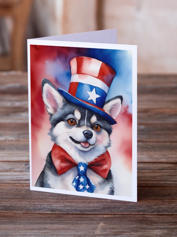 Alaskan Klee Kai Patriotic American Greeting Cards Pack of 8 Cheap - Image 2