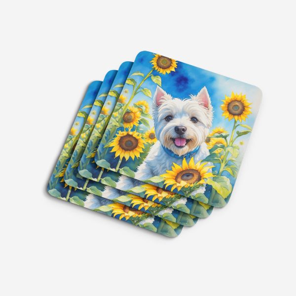 Westie in Sunflowers Foam Coasters Hot on Sale - Image 4