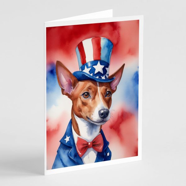 Basenji Patriotic American Greeting Cards Pack of 8 Online now
