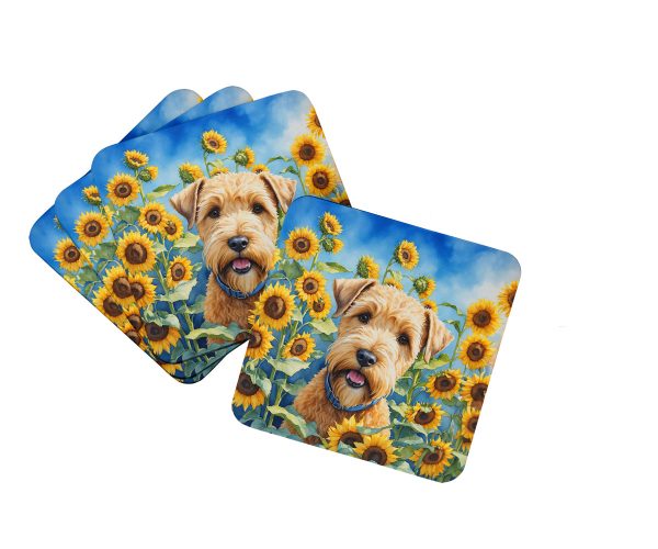 Wheaten Terrier in Sunflowers Foam Coasters For Cheap
