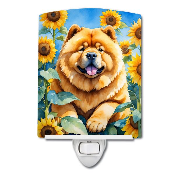 Chow Chow in Sunflowers Ceramic Night Light Hot on Sale