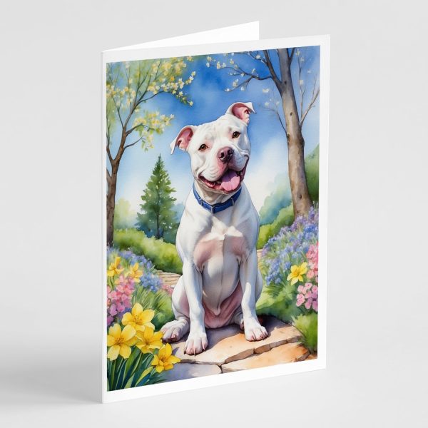 Pit Bull Terrier Spring Path Greeting Cards Pack of 8 For Sale