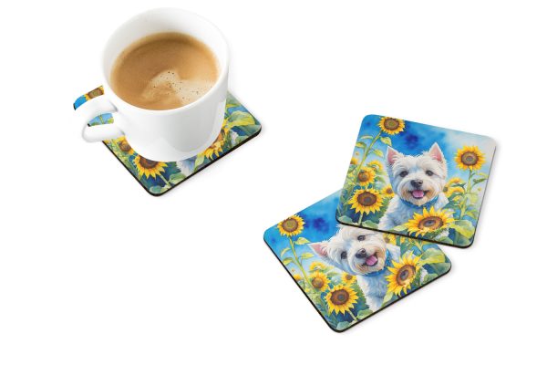 Westie in Sunflowers Foam Coasters Hot on Sale - Image 2