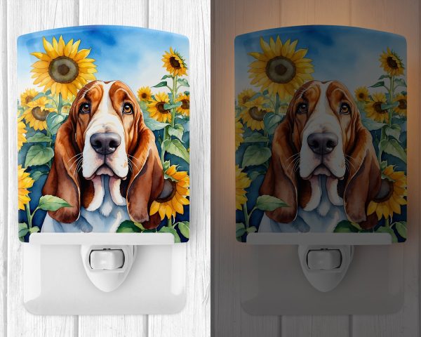 Basset Hound in Sunflowers Ceramic Night Light Supply - Image 2
