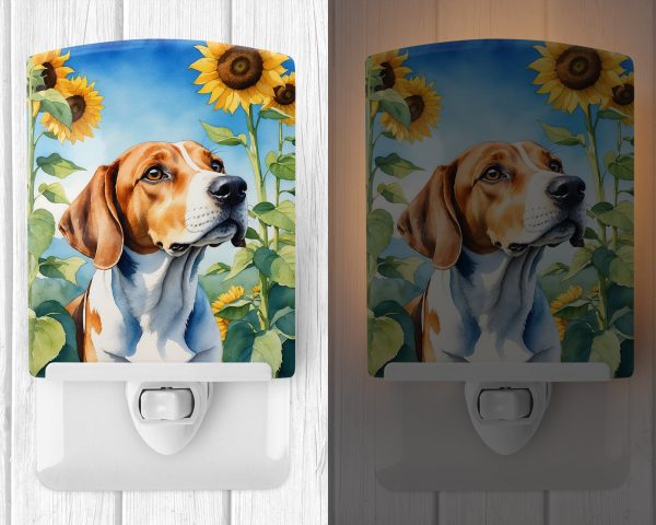 English Foxhound in Sunflowers Ceramic Night Light Cheap - Image 2