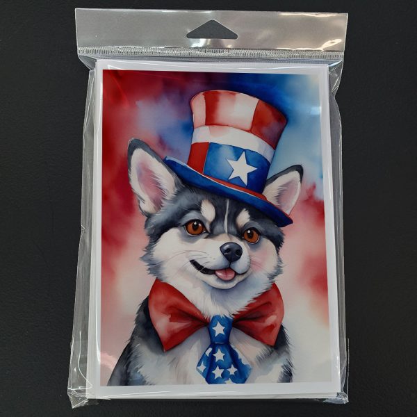 Alaskan Klee Kai Patriotic American Greeting Cards Pack of 8 Cheap - Image 3