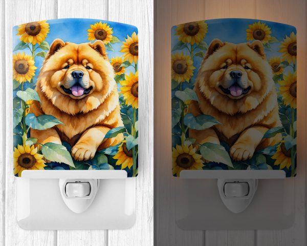 Chow Chow in Sunflowers Ceramic Night Light Hot on Sale - Image 2