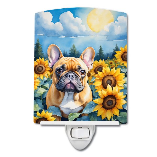French Bulldog in Sunflowers Ceramic Night Light Sale