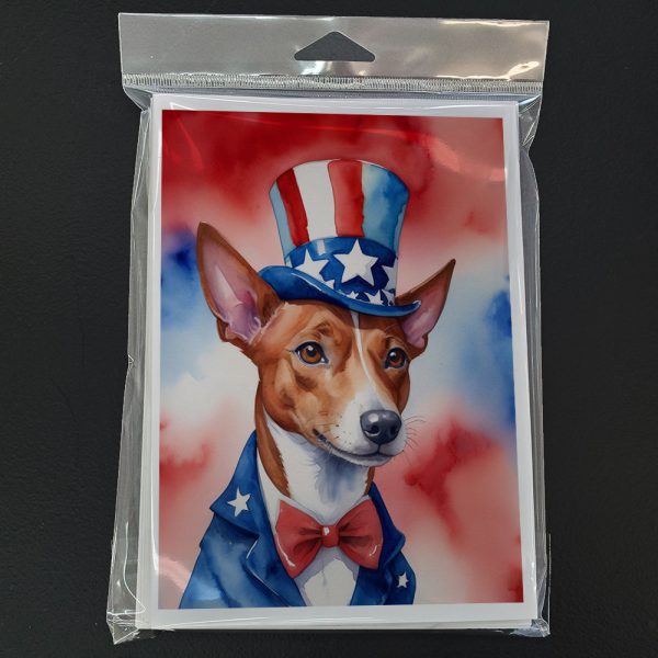Basenji Patriotic American Greeting Cards Pack of 8 Online now - Image 3