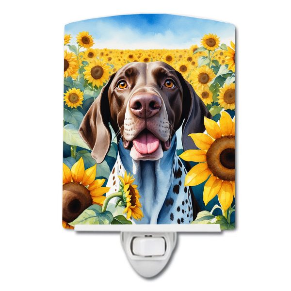 German Shorthaired Pointer in Sunflowers Ceramic Night Light Fashion