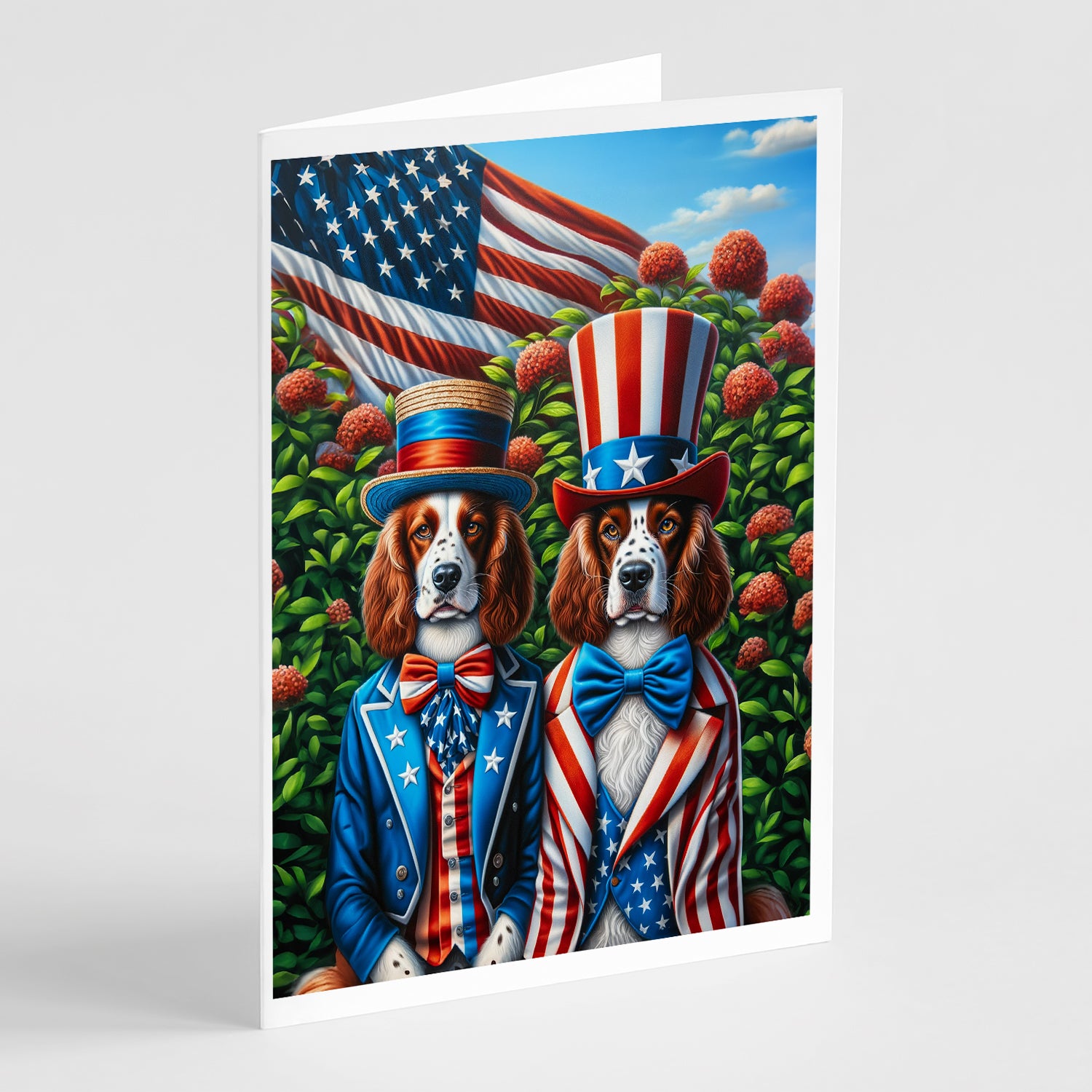 All American Welsh Springer Spaniel Greeting Cards Pack of 8 Online Sale