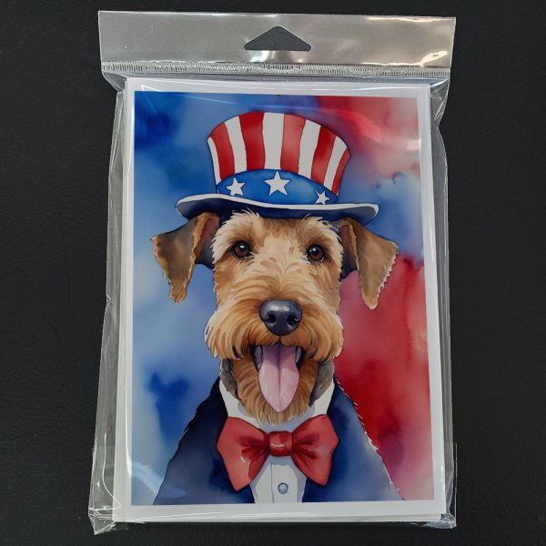 Airedale Terrier Patriotic American Greeting Cards Pack of 8 For Cheap - Image 3