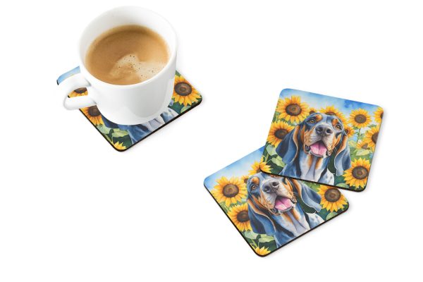 American English Coonhound in Sunflowers Foam Coasters For Cheap - Image 2