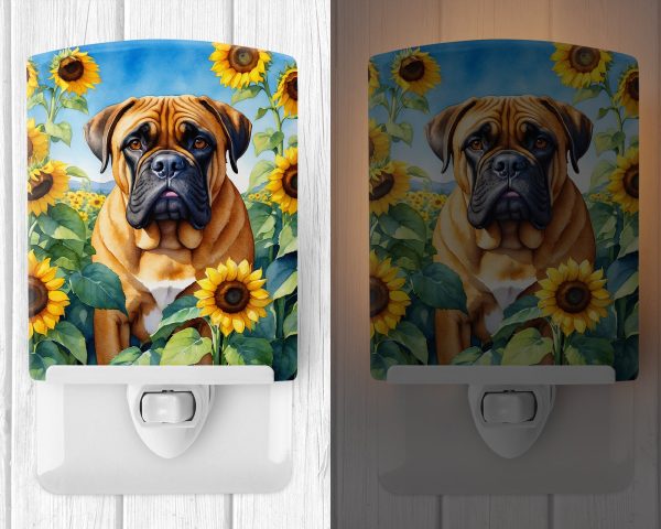 Bullmastiff in Sunflowers Ceramic Night Light Online Sale - Image 2