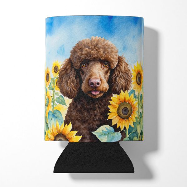 Chocolate Poodle in Sunflowers Can or Bottle Hugger Sale