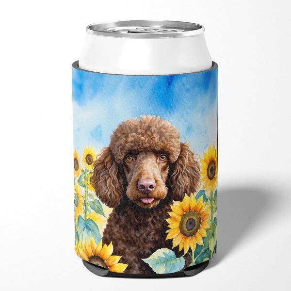 Chocolate Poodle in Sunflowers Can or Bottle Hugger Sale - Image 2