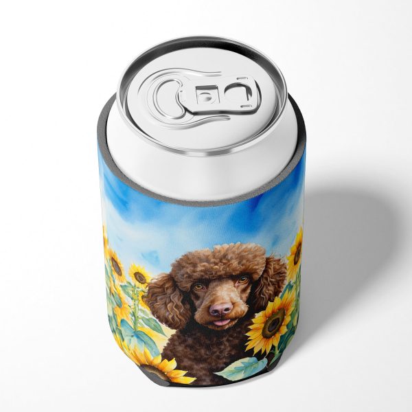 Chocolate Poodle in Sunflowers Can or Bottle Hugger Sale - Image 4