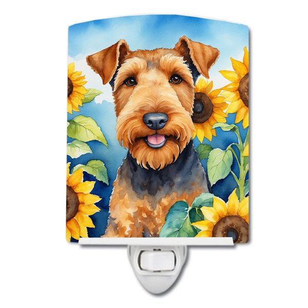 Airedale Terrier in Sunflowers Ceramic Night Light For Discount