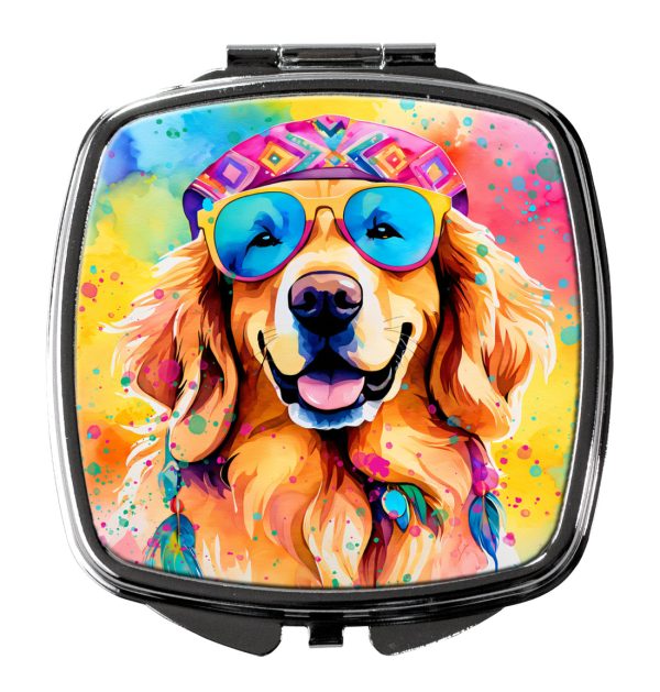 Golden Retriever Hippie Dawg Compact Mirror Cheap