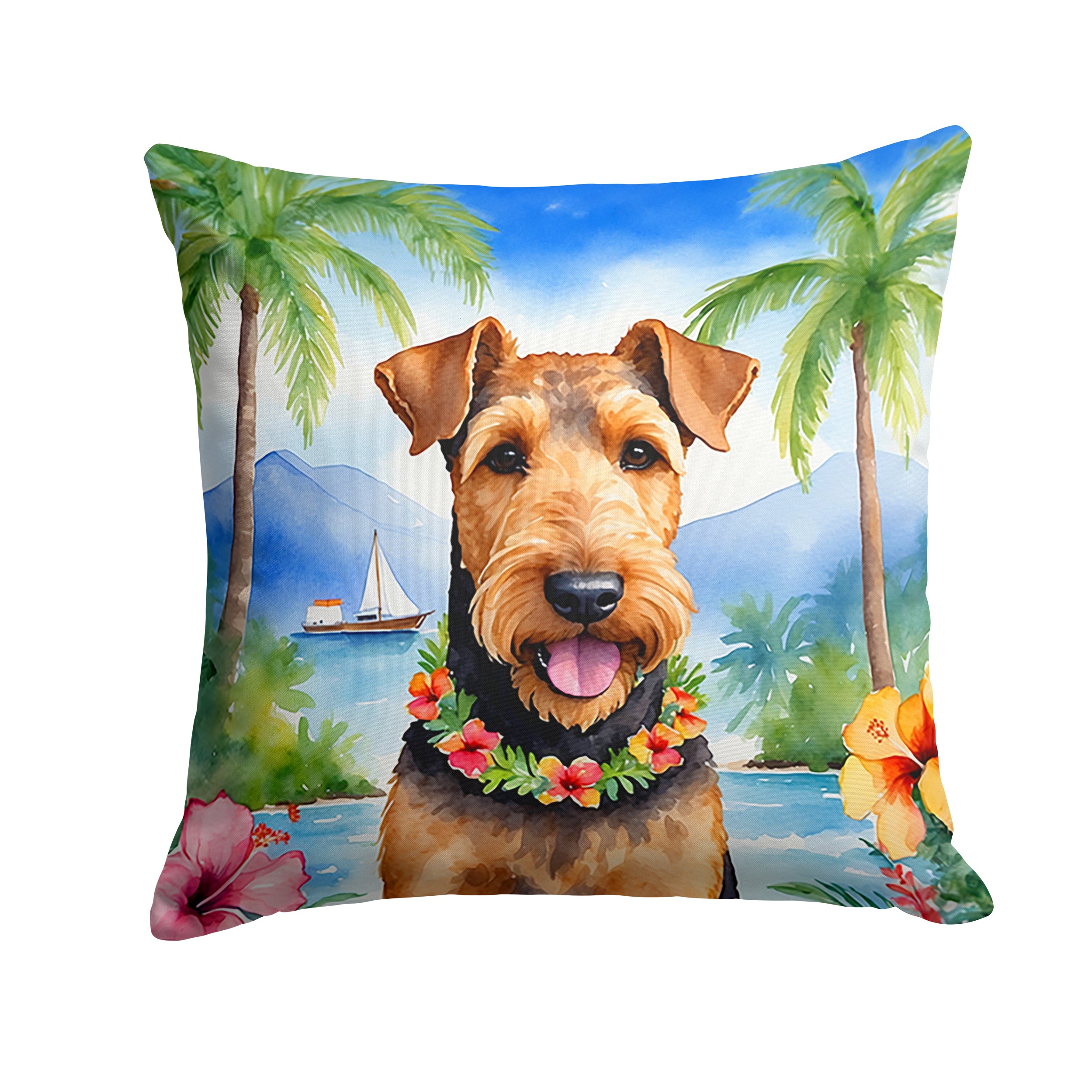 Airedale Terrier Luau Throw Pillow Online Hot Sale