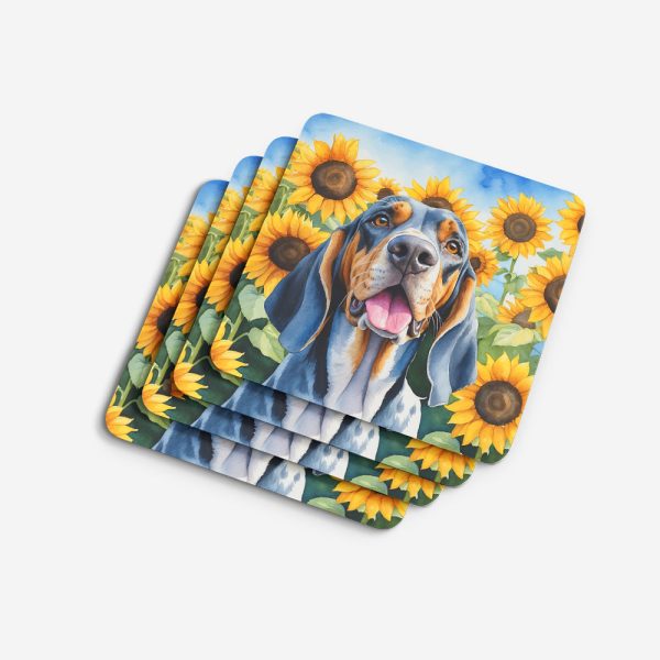American English Coonhound in Sunflowers Foam Coasters For Cheap - Image 4