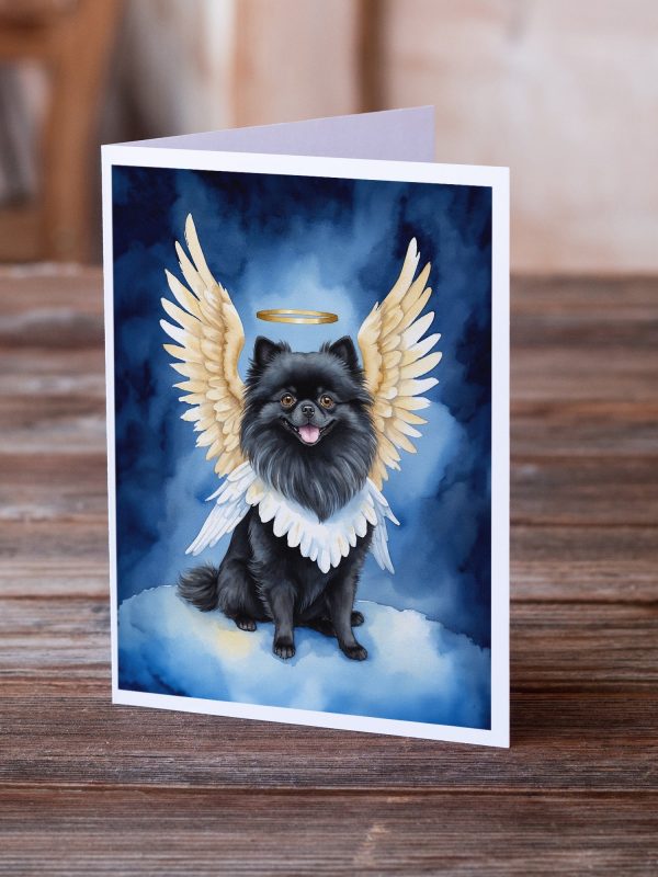 Black Pomeranian My Angel Greeting Cards Pack of 8 Cheap - Image 2