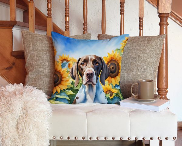 Pointer in Sunflowers Throw Pillow Fashion - Image 3