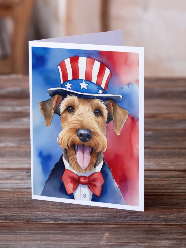 Airedale Terrier Patriotic American Greeting Cards Pack of 8 For Cheap - Image 2