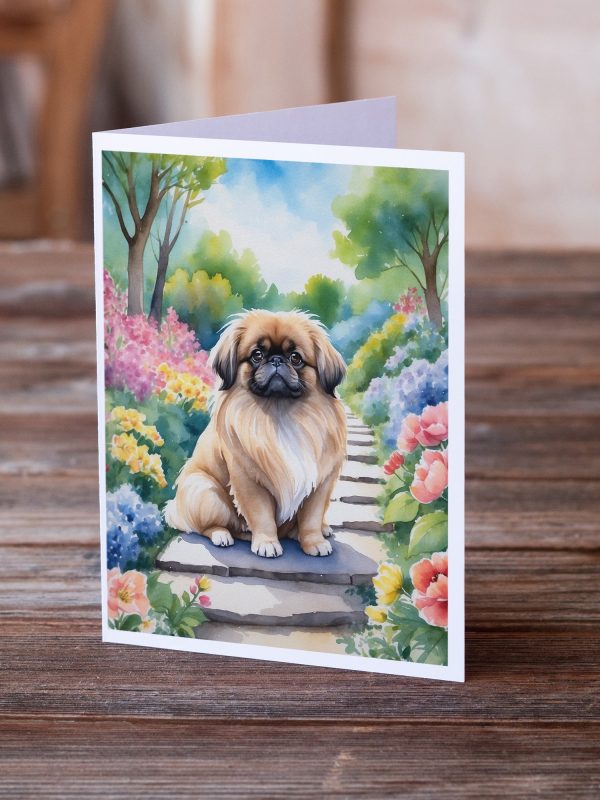 Pekingese Spring Path Greeting Cards Pack of 8 Online Hot Sale - Image 2