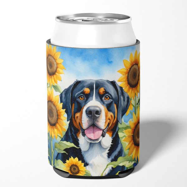 Greater Swiss Mountain Dog in Sunflowers Can or Bottle Hugger For Discount - Image 2
