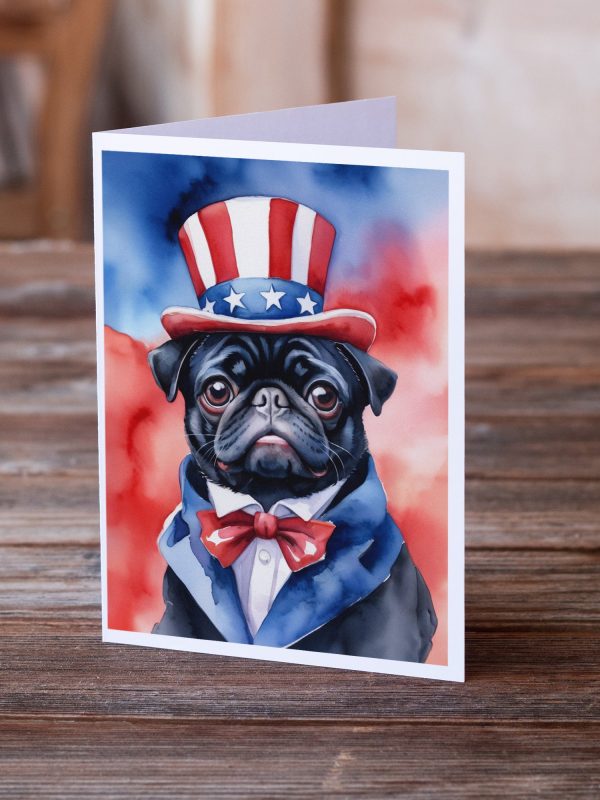 Pug Patriotic American Greeting Cards Pack of 8 Discount - Image 2