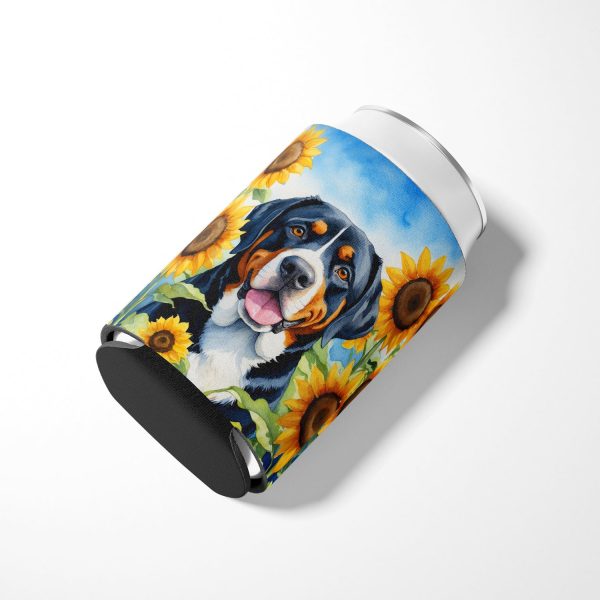 Greater Swiss Mountain Dog in Sunflowers Can or Bottle Hugger For Discount - Image 3