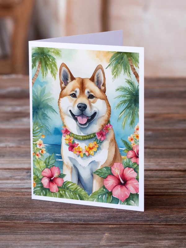Akita Luau Greeting Cards Pack of 8 on Sale - Image 2