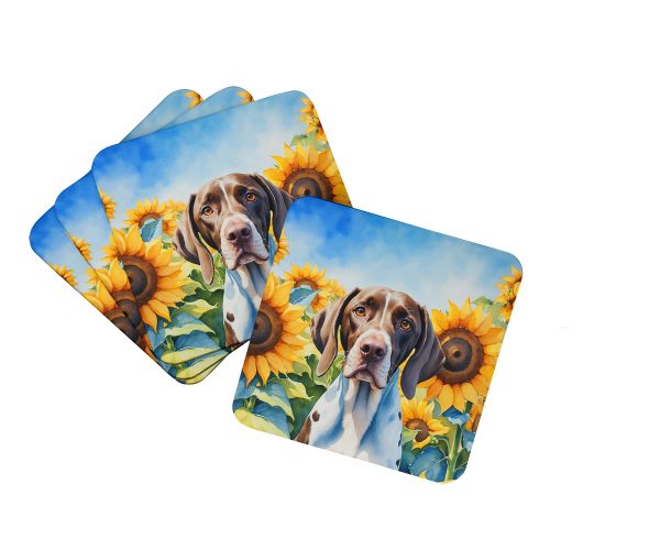 Pointer in Sunflowers Foam Coasters Discount